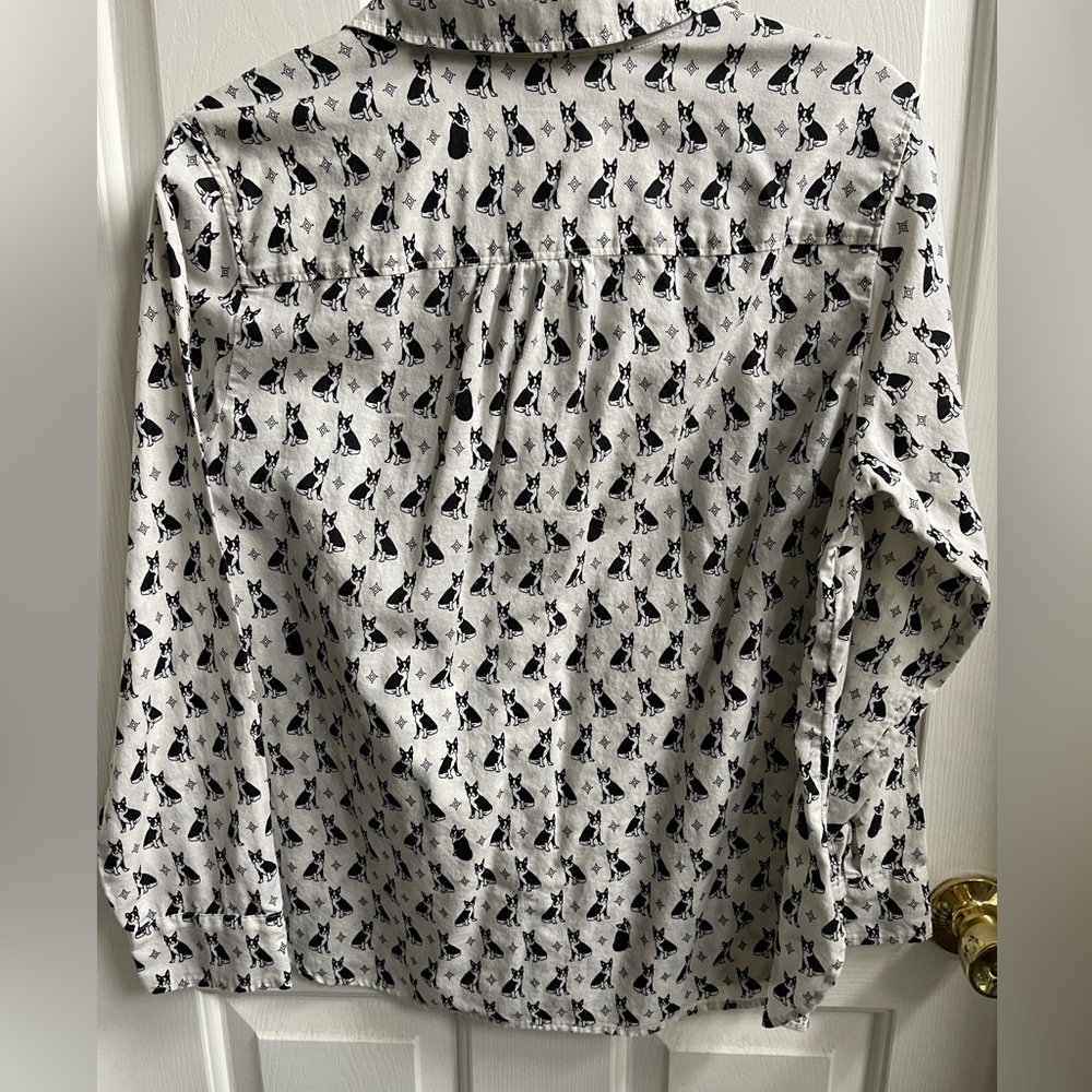 Talbots Boston Terrier Patterned Long Sleeve Shirt - image 2